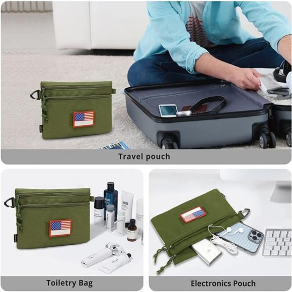 Tactical Carry On Zipper Pouch, Toiletry Bag Packing Sack Cosmetic Kit Makeup - Picture 5 of 6